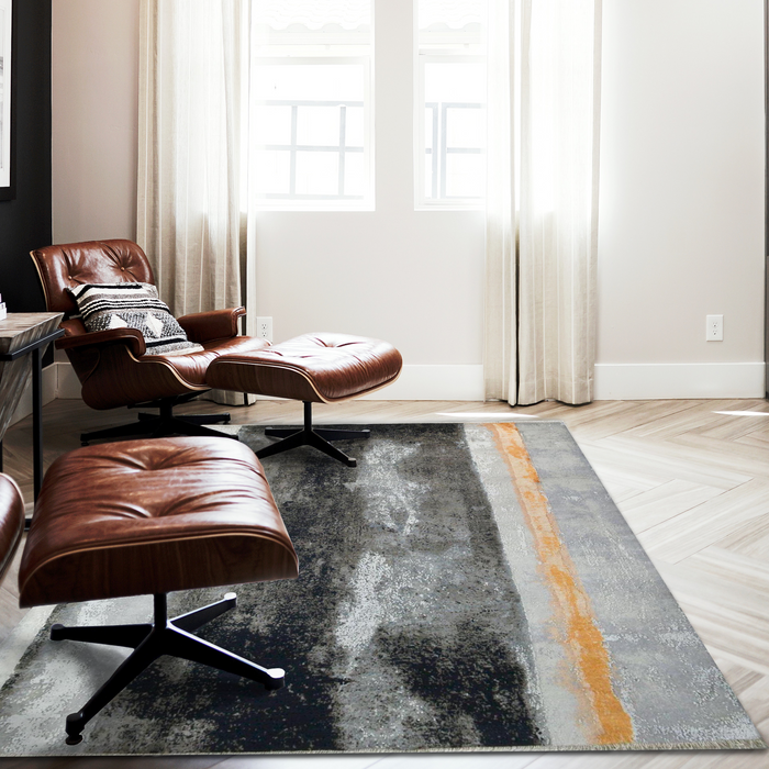 Liquid Air 5x7 Black/Grey Wool and Silk