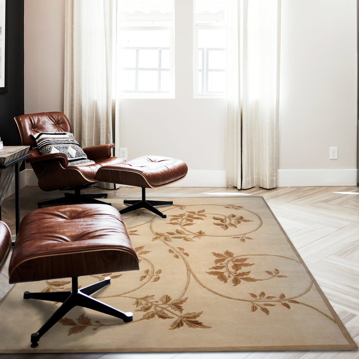 Lata 5x7 Beige Wool and Silk