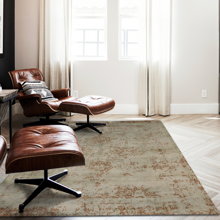 Pokhara 5x7 Aqua/Brown Wool and Bamboo silk