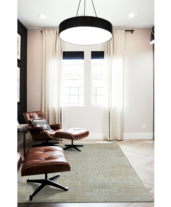 Pokhara 5x7 Grey/Silver New Zealand Wool.