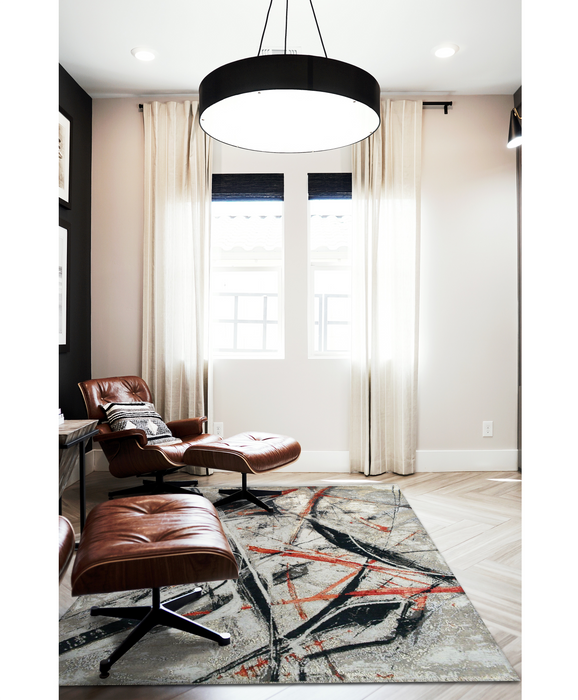 Ignite 6x9 Ivory/Red/Black Wool and Silk