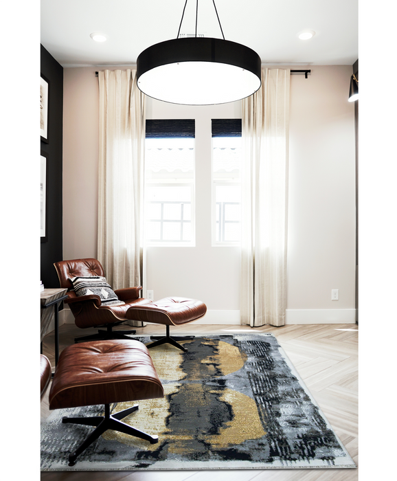 Sunrise 6x9 Grey/Gold Wool and Silk