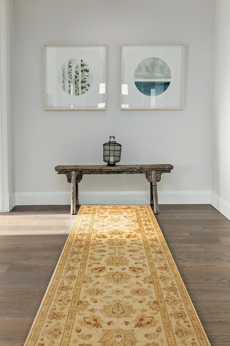 Chobi 2.75x9.82 Ivory Ghazni Wool