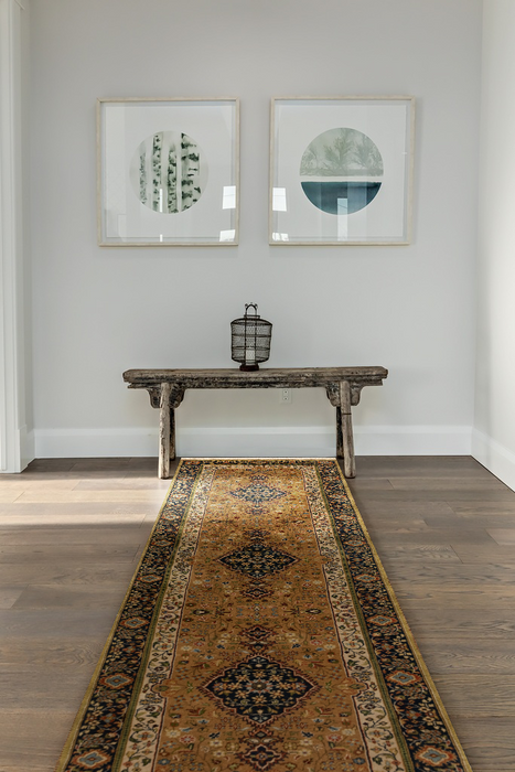 Shah Kashan 2.05x10 Runner Beige/Blue Wool