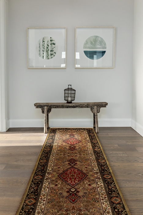 Shah Kashan 2.05x10 Runner Beige/Black Wool