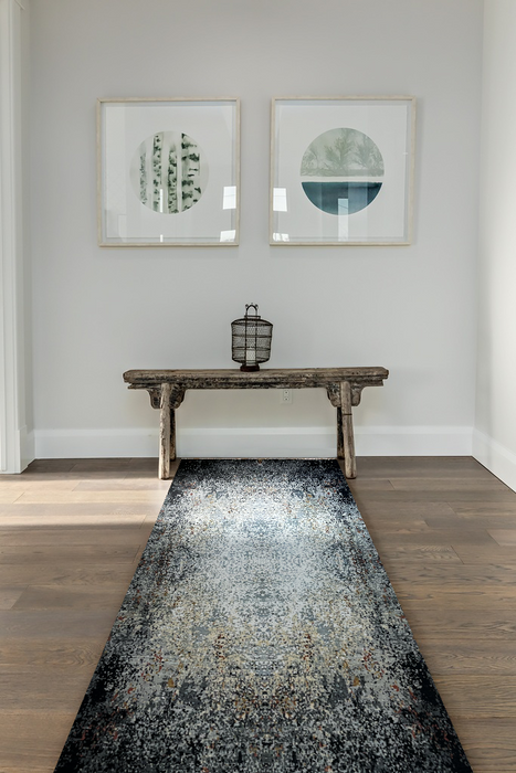 Illuminate 3x10 Black Wool and Embossed Silk