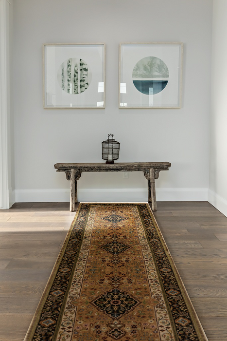 Shah Kashan 2.05x10 Runner Beige/Black Wool (B)