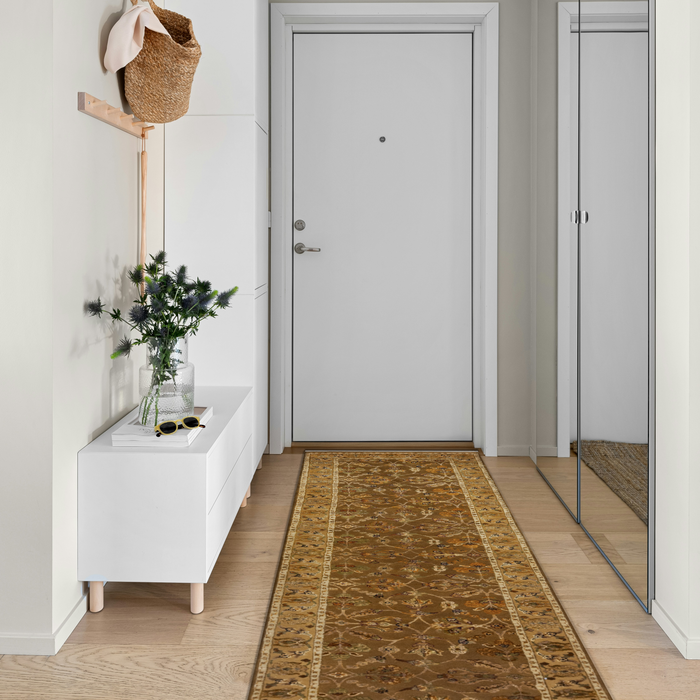 Reflection 2.05x8 Brown/Gold Wool & Embossed Silk