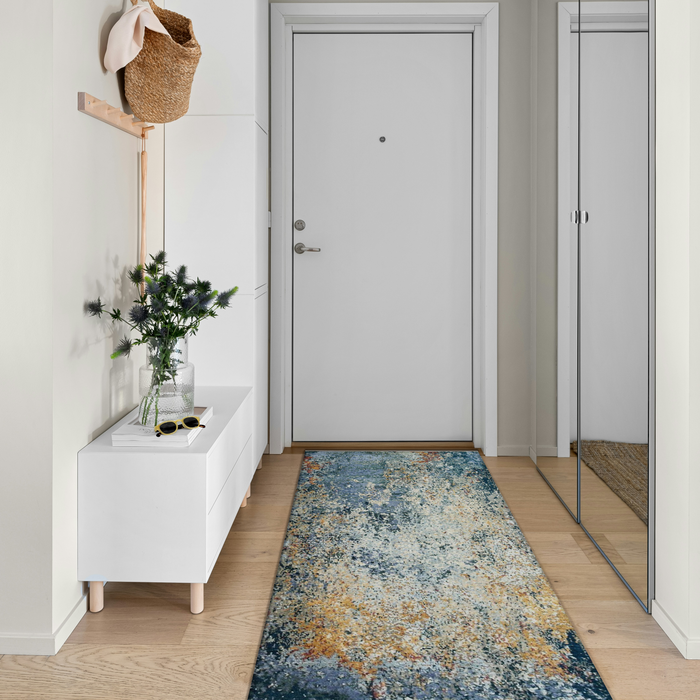 Aegean 3x10 Runner Dark Blue/Beige/Tan Wool and Silk.