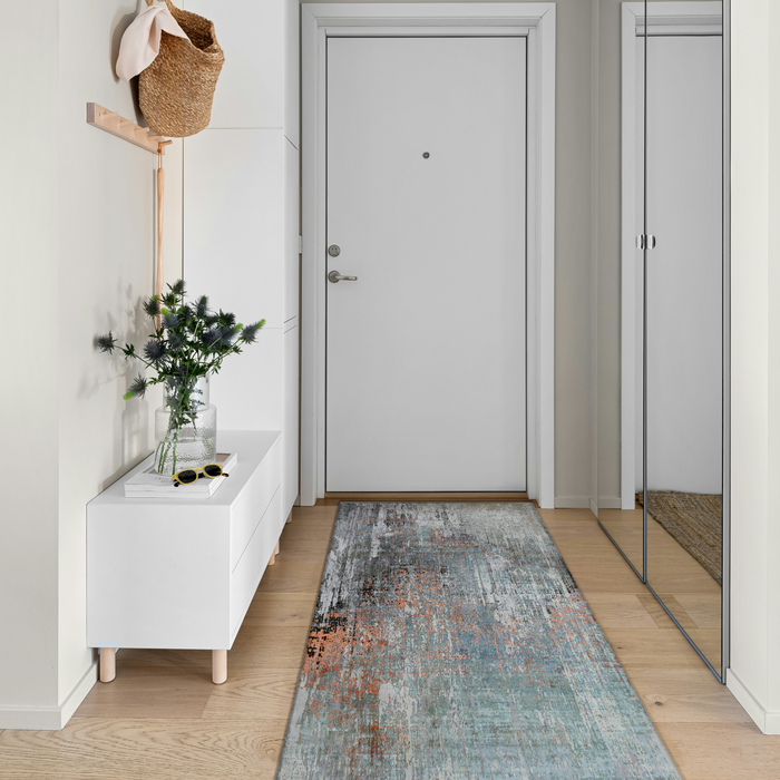 Alchemy 3x10 Blue/Tangerine Wool and Silk Runner