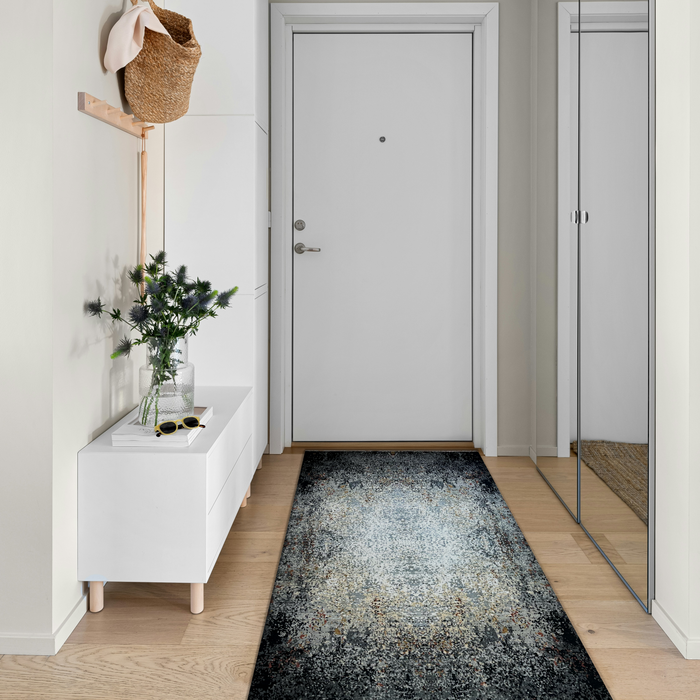 Illuminate 3x10 Black Wool and Embossed Silk