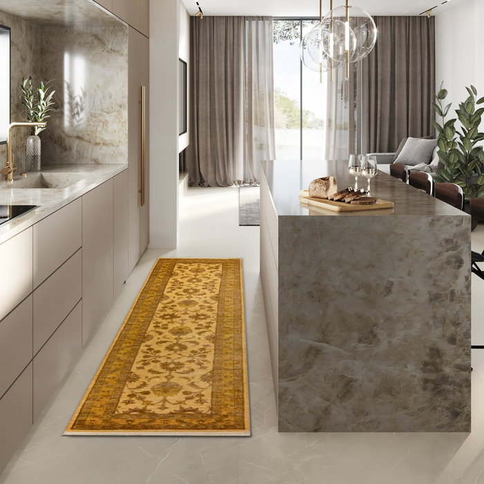 Chobi 3x10 Runner Cream/Light Brown Wool