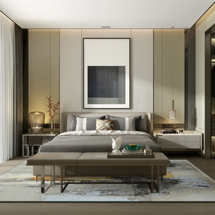 Shibuya 8x10 Gold/Charcoal Wool and Silk