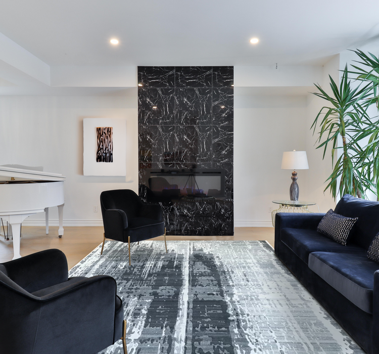 Marble 8x10 Charcoal/Grey Wool and Bamboo Silk