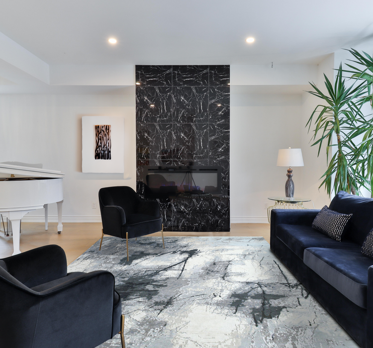 Eureka 9x12 Grey/Blue/Ivory Wool and Silk