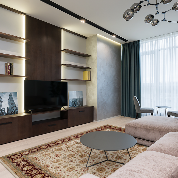 New Kashan 8x10 Beige/Burgundy Wool and Silk