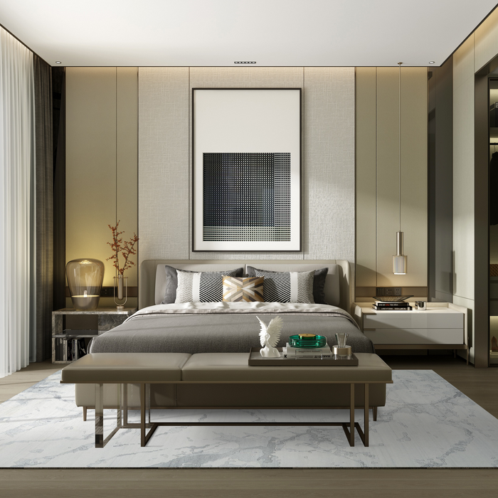 Marble 8x10 Ivory/Grey Wool and Bamboo silk