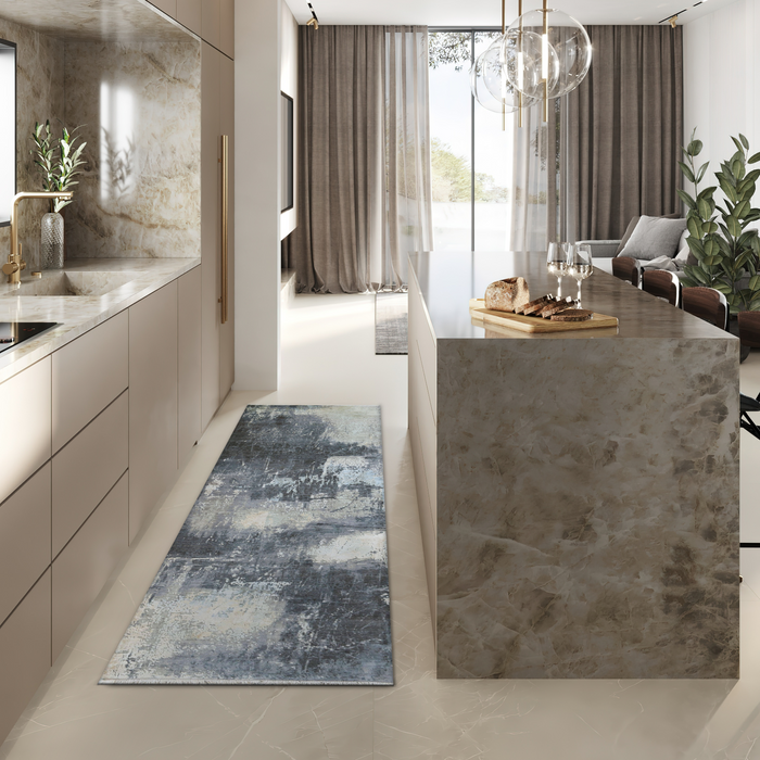 Twilight 3x8 Runner Charcoal Wool and Silk.