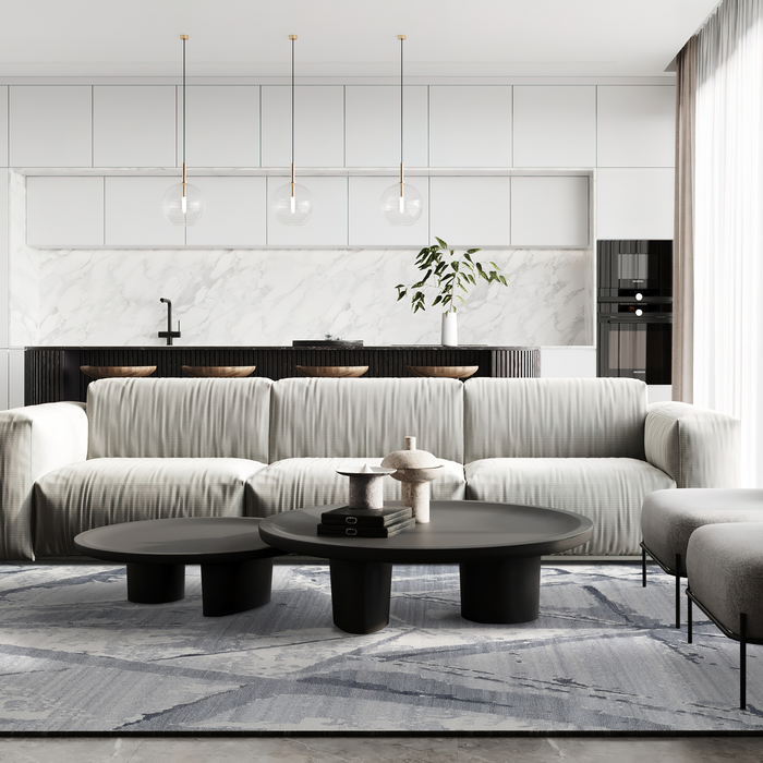 Spectrum 8x10 Grey/Charcoal/Ivory Wool and Bamboo silk