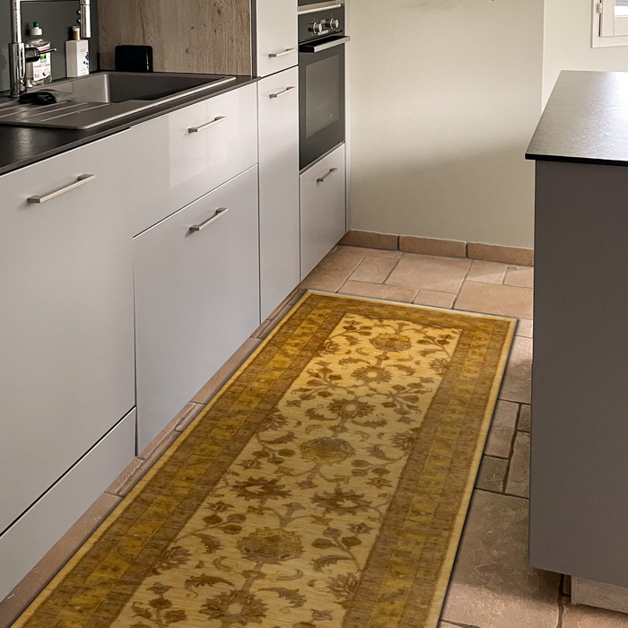 Chobi 3x10 Runner Cream/Light Brown Wool