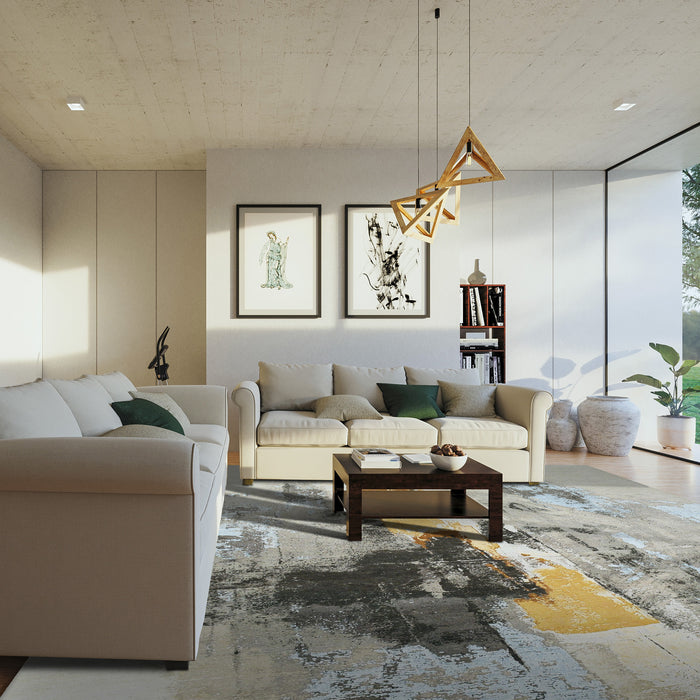 Shibuya 8x10 Gold/Charcoal Wool and Silk