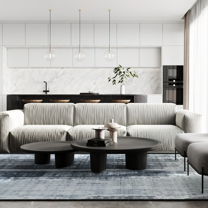 Marble 8x10 Charcoal/Grey Wool and Bamboo Silk