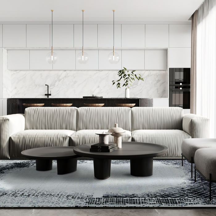 Inner Space 8x10 Ivory/Grey Wool and Silk