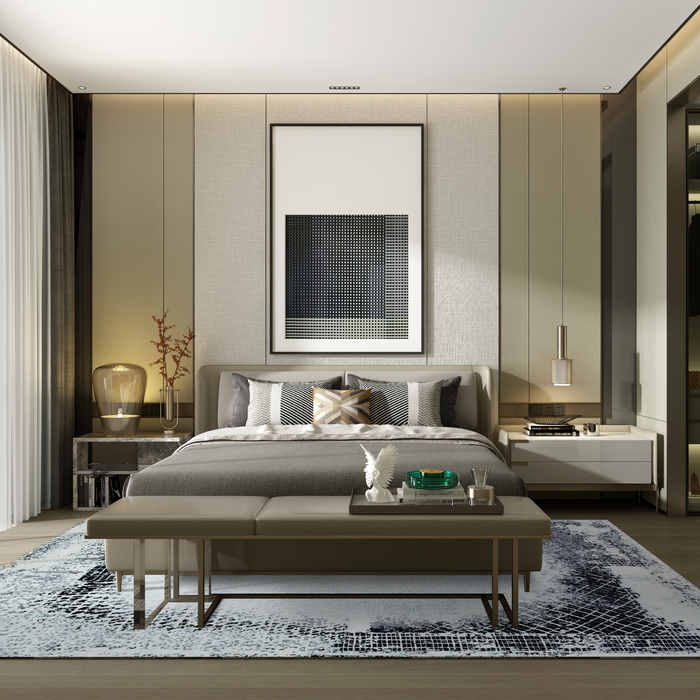 Inner Space 8x10 Ivory/Grey Wool and Silk