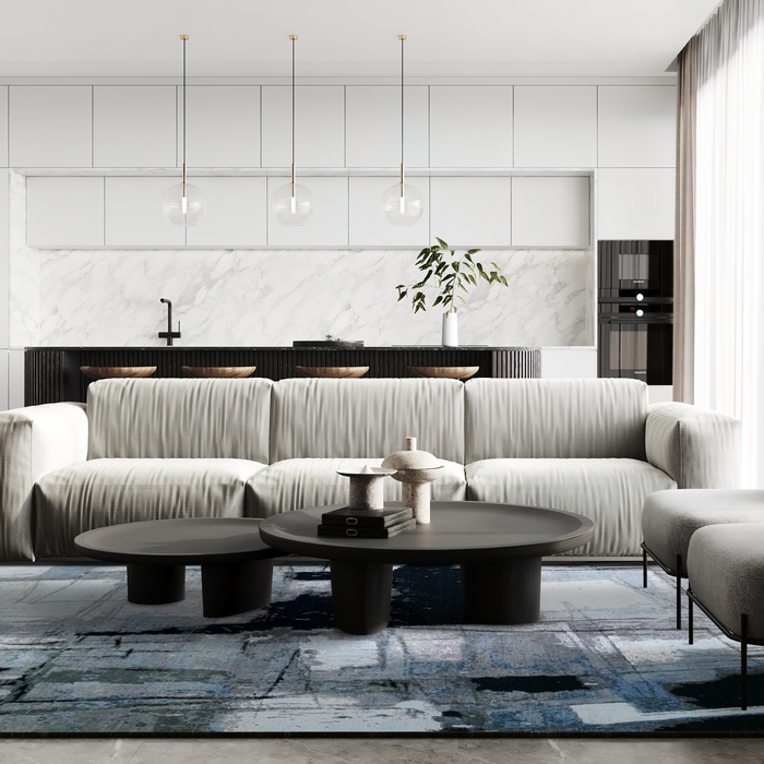 Guernica 8x10 Black/Ivory Wool and Silk