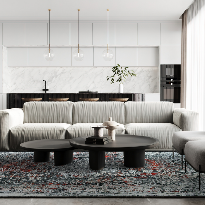 Eterno 8x10 Grey/Ivory Wool and Silk Embossed