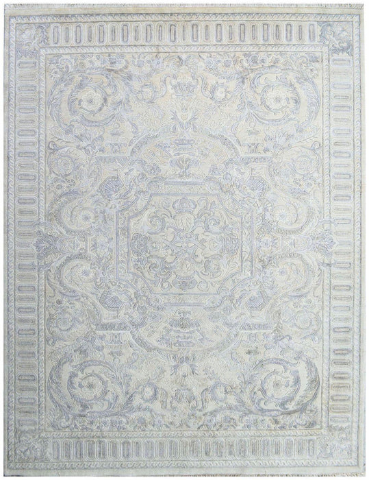 Savonnerie 9x12 Ivory Silk and Wool