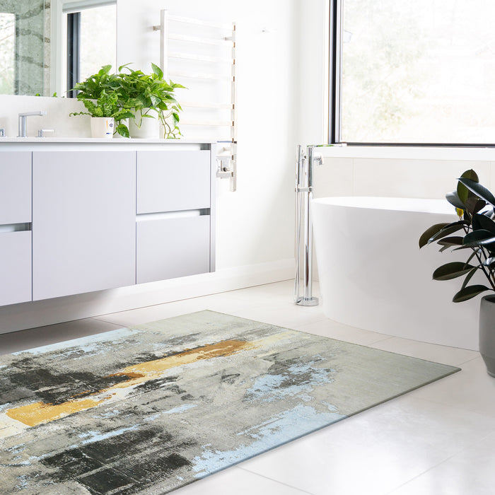 Shibuya 4x6 Gold/Charcoal Wool and Silk