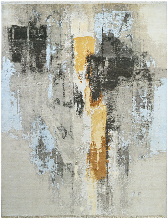 Shibuya 4x6 Gold/Charcoal Wool and Silk