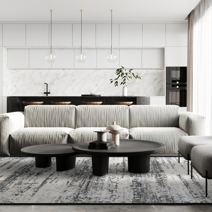 Marble 9x12 Charcoal/Ivory