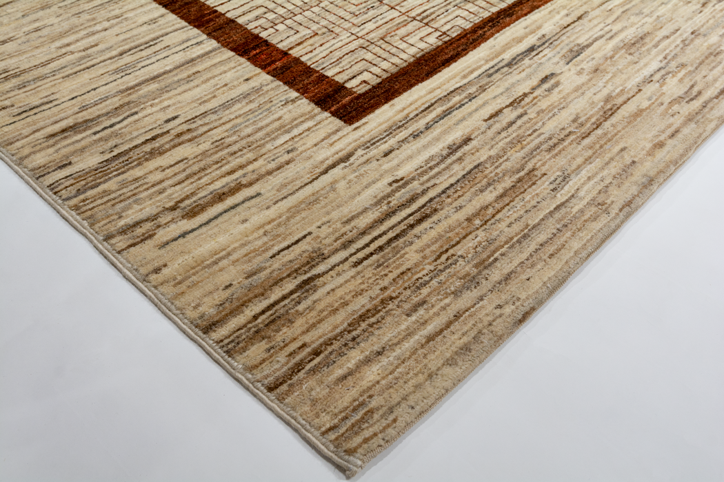 Chuk Palu 8x8 Beige/Burgundy Ghazni Wool