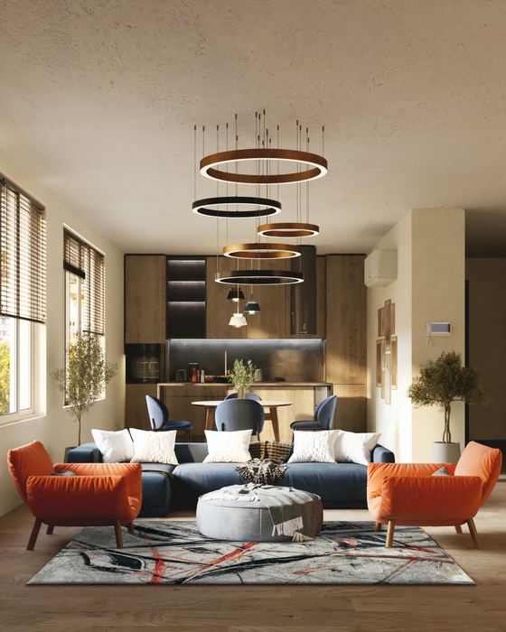 Ignite 6x9 Ivory/Red/Black Wool and Silk