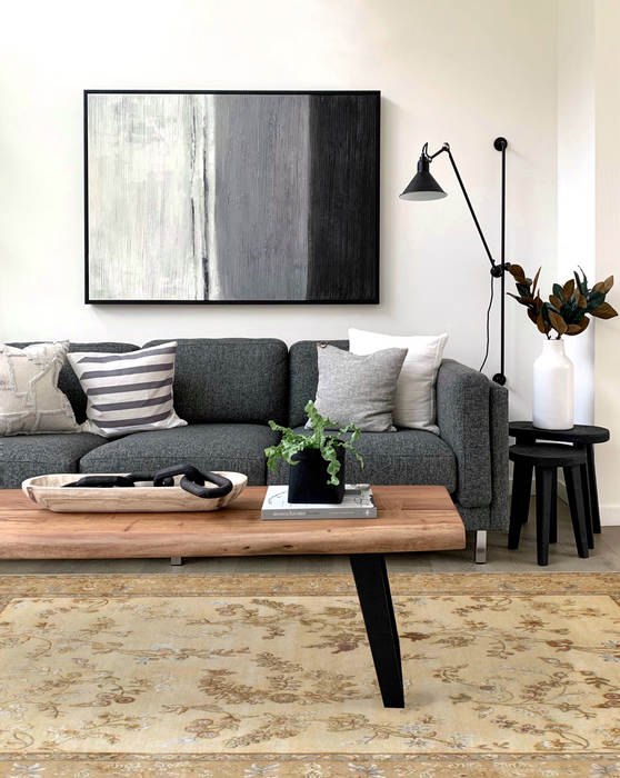 Reflections 6x9 Beige/Gold Wool and Silk Embossed A