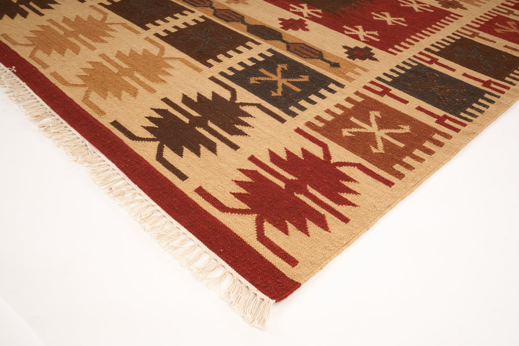 Dhurrie 6x9 Ivory/Red Wool