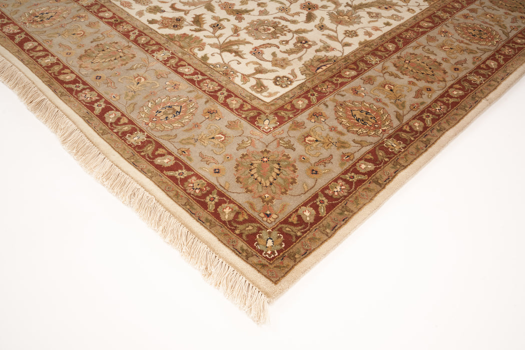 Hope Kashan Beige/Light Green Wool and Silk