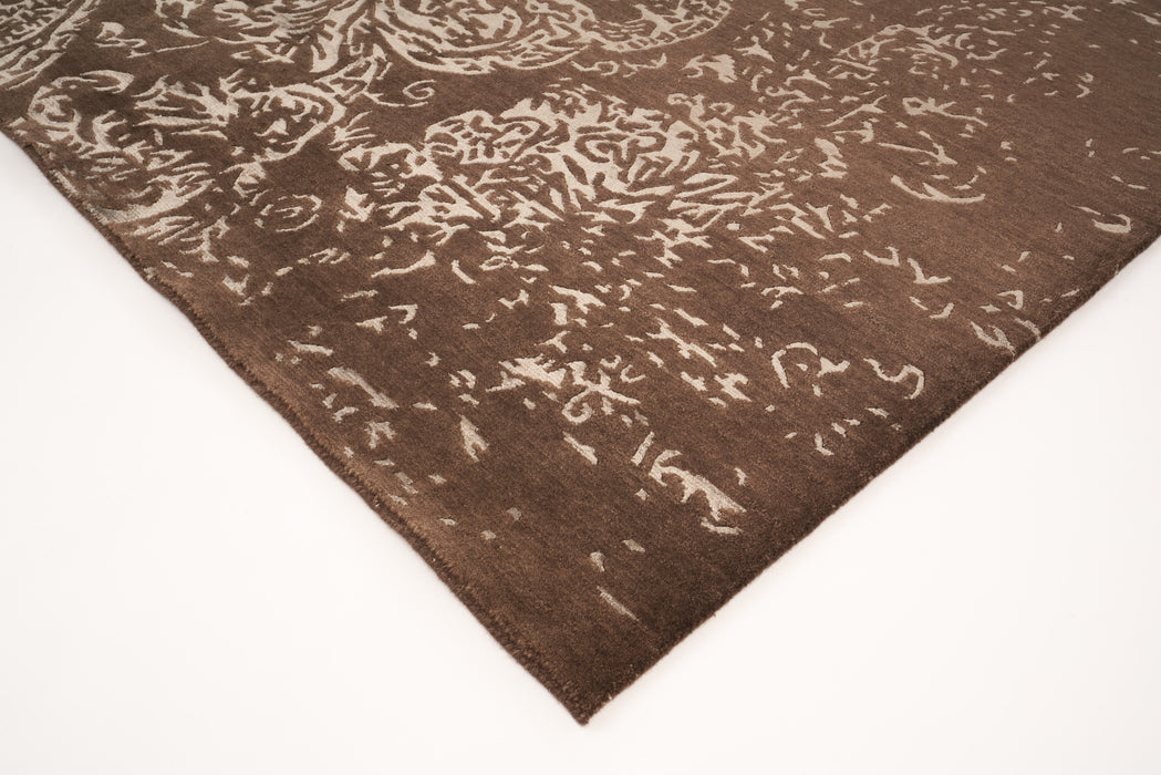 Pokhara 4x6 Brown/Aqua Wool and Bamboo silk