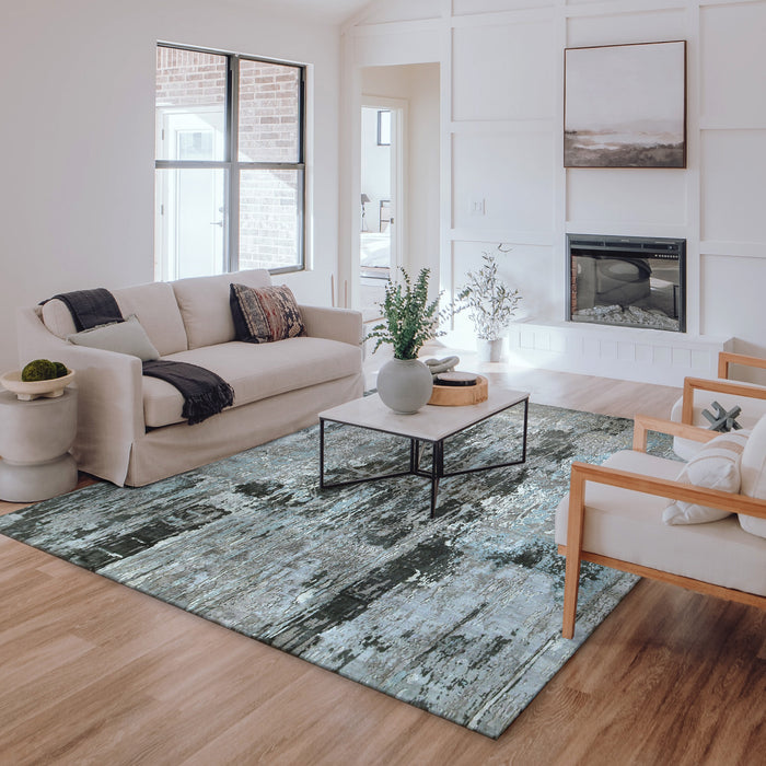 Twilight 8x10 Dark Blue Wool and Silk