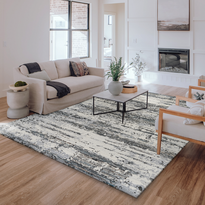 Marble 9x12 Charcoal/Ivory