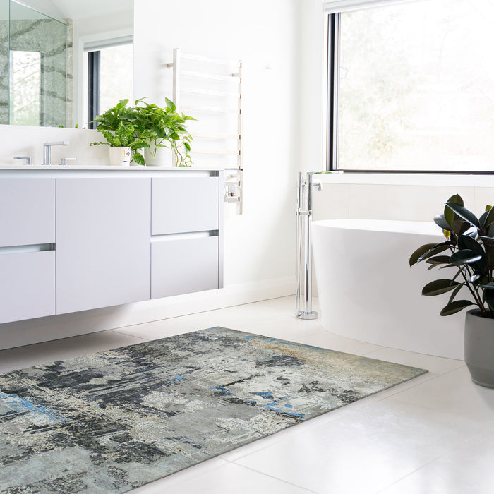 Sedona 4x6 Beige/Charcoal/Ivory Wool and Silk