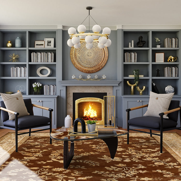 Reflections 9x12 Ivory/Brown Wool and Chinese Silk Embossed