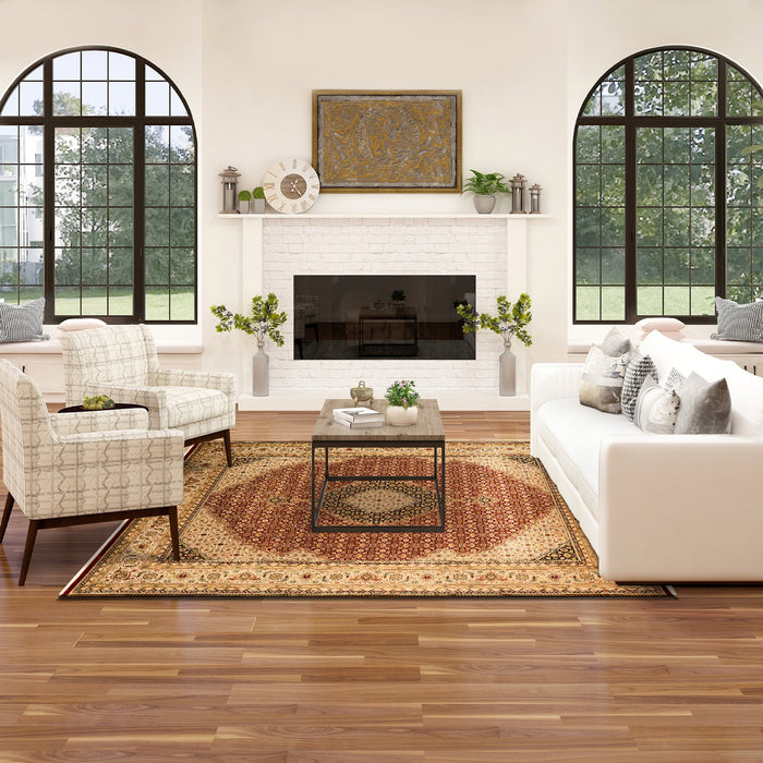 Tabriz 8x10 Burgundy/Beige/Blue Wool and Silk