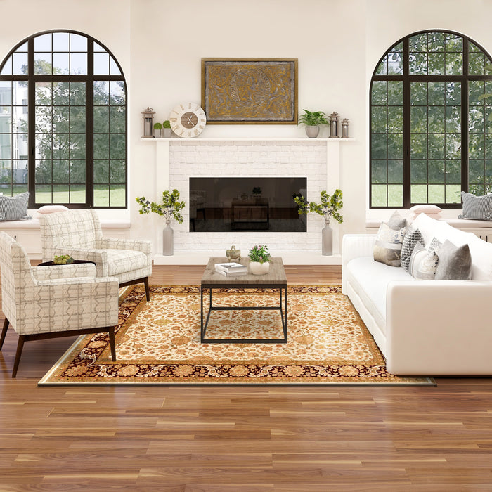 Old Isfahan 8x10 Ivory/Red Wool and Silk