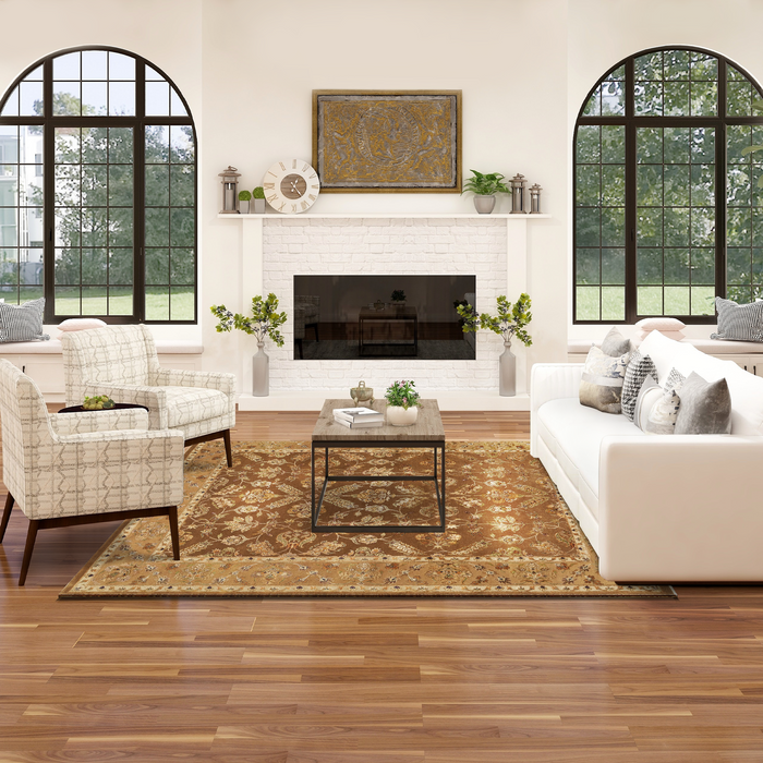 Reflections 8x10 Brown/Gold Wool and Silk Embossed.