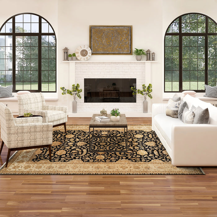 Reflections 9x12 Black/Gold Wool and Silk