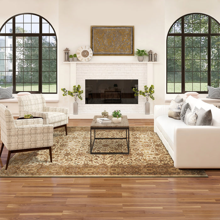 Premiere 9x12 Light Gold/Brown/Ivory Wool