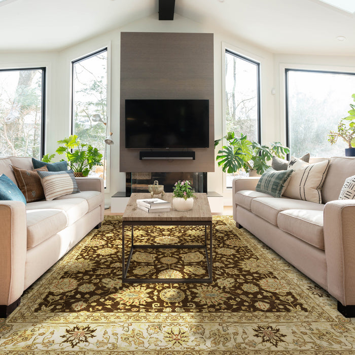 Agra 8x10 Brown/Ivory Wool